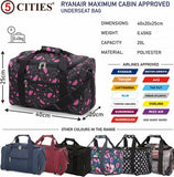 5 Cities (40x20x25cm) Ryanair Maximum Hand Luggage Holdall Flight Bag, New and Improved Ryanair Maximum Sized Under Seat Cabin Holdall – Take The Max on Board!