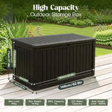 Olsen & Smith Premium XL 680L Outdoor Garden Storage Box – Weather-Resistant Heavy-Duty Plastic Storage Chest with Padlock, Wood-Effect Finish & Gas Lift Lid for Cushions, Tools & Toys (Anthracite Black)