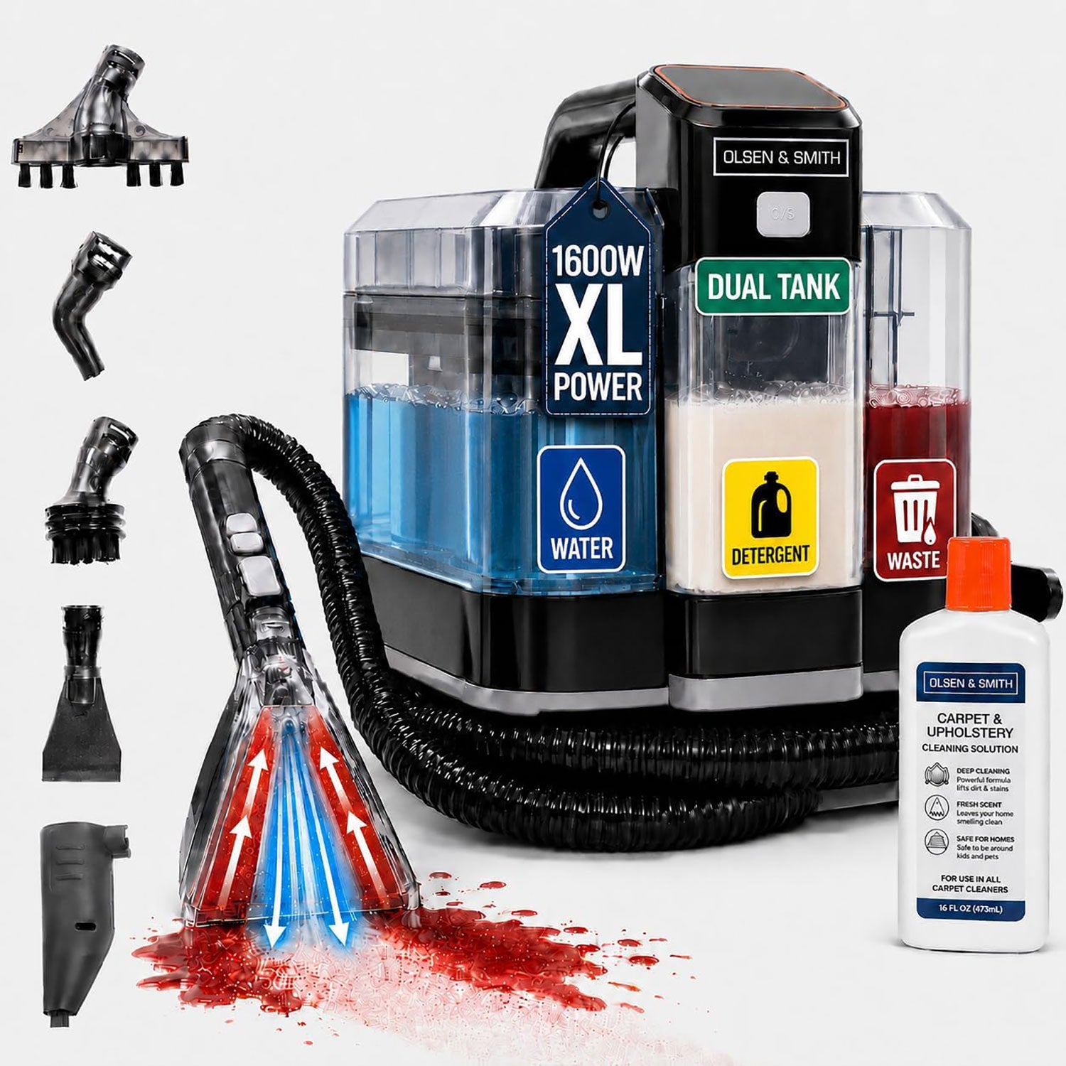 Olsen & Smith 1600W Portable Spot Cleaner Vacuum Steam