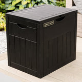Olsen & Smith Lockable Outdoor Garden Plastic Storage Box Container Chest Lawn Balcony Furniture, Weather Resistant, Wood Panel Effect (126L)