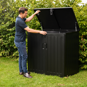 Olsen & Smith MASSIVE Capacity 775L Outdoor Garden Storage Box Plastic Shed Garbage - Weatherproof with Wood Effect