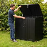 Olsen & Smith MASSIVE Capacity 775L Outdoor Garden Storage Box Plastic Shed Garbage - Weatherproof with Wood Effect