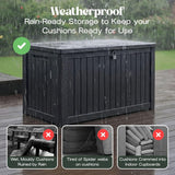 Olsen & Smith Premium XL 680L Outdoor Garden Storage Box – Weather-Resistant Heavy-Duty Plastic Storage Chest with Padlock, Wood-Effect Finish & Gas Lift Lid for Cushions, Tools & Toys (Anthracite Black)