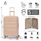 Aerolite Lightweight ABS Hard Shell 4 Wheel Spinner 4 Piece Travel Luggage Suitcase Set , Cabin + Medium + Large + Extra Large (BEIGE)