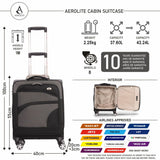 Aerolite Expandable 55x40x20cm to 55x40x23cm 4-Wheel Cabin Suitcase – MAX Size for Ryanair Priority & Wizz Air, Lufthansa, Ultra Lightweight Soft Shell Carry On with TSA Lock
