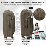 Aerolite Expandable 55x40x20cm to 55x40x23cm 4-Wheel Cabin Suitcase – MAX Size for Ryanair Priority & Wizz Air, Lufthansa, Ultra Lightweight Soft Shell Carry On with TSA Lock - Midnight Fern