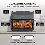 Olsen & Smith 2200W Dual Zone Air Fryer 8L Glass – Smart WiFi Air Fryer with Tuya App, Visible Cooking Window, Removable Divider, Touch Controls & Presets for Meat, Fish, Fries & Baking