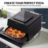 Olsen & Smith 2400W Pizza Air Fryer Oven with 12 Inch Pizza Stone – Stone-Baked Crispy Base, 9 Cooking Modes, 360° Air Circulation – Air Fry, Bake, Grill – Black