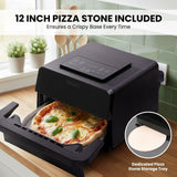 Olsen & Smith 2400W Pizza Air Fryer Oven with 12 Inch Pizza Stone – Stone-Baked Crispy Base, 9 Cooking Modes, 360° Air Circulation – Air Fry, Bake, Grill – Black