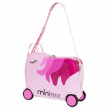 MiniMax Kids Ride-On Suitcase 45x36x20cm – Unicorn 4PC Travel Set with Bag, Neck Pillow & Stickers – EasyJet Max Size 29L Children’s Cabin Luggage