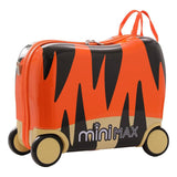 MiniMax 45x36x20cm Kids Tiger Ride-On Suitcase 4PC Set – EasyJet Max Size 29L Children’s Cabin Luggage with Drawstring Bag, Neck Pillow & Stickers