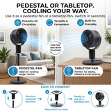 Olsen & Smith Pedestal & Tabletop Air Circulator Fan – Quiet Oscillating Portable Desk & Floor Standing Fan with Remote Control for Bedroom, Office & Living Room - Grey