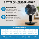 Olsen & Smith Pedestal & Tabletop Air Circulator Fan – Quiet Oscillating Portable Desk & Floor Standing Fan with Remote Control for Bedroom, Office & Living Room - Grey