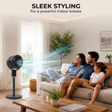 Olsen & Smith Pedestal & Tabletop Air Circulator Fan – Quiet Oscillating Portable Desk & Floor Standing Fan with Remote Control for Bedroom, Office & Living Room - Grey