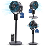 Olsen & Smith Pedestal & Tabletop Air Circulator Fan – Quiet Oscillating Portable Desk & Floor Standing Fan with Remote Control for Bedroom, Office & Living Room - Grey