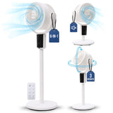 Olsen & Smith Pedestal & Tabletop Air Circulator Fan – Quiet Oscillating Portable Desk & Floor Standing Fan with Remote Control for Bedroom, Office & Living Room - White