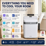 Olsen & Smith 12000 BTU Portable Air Conditioner – 4-in-1 Air Conditioner, Dehumidifier & Fan with Sleep Mode, Quiet 45dB, Remote Control, 24H Timer, Window Kit Included, Energy Class A