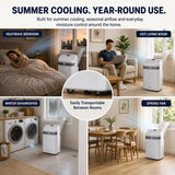 Olsen & Smith 12000 BTU Portable Air Conditioner – 4-in-1 Air Conditioner, Dehumidifier & Fan with Sleep Mode, Quiet 45dB, Remote Control, 24H Timer, Window Kit Included, Energy Class A