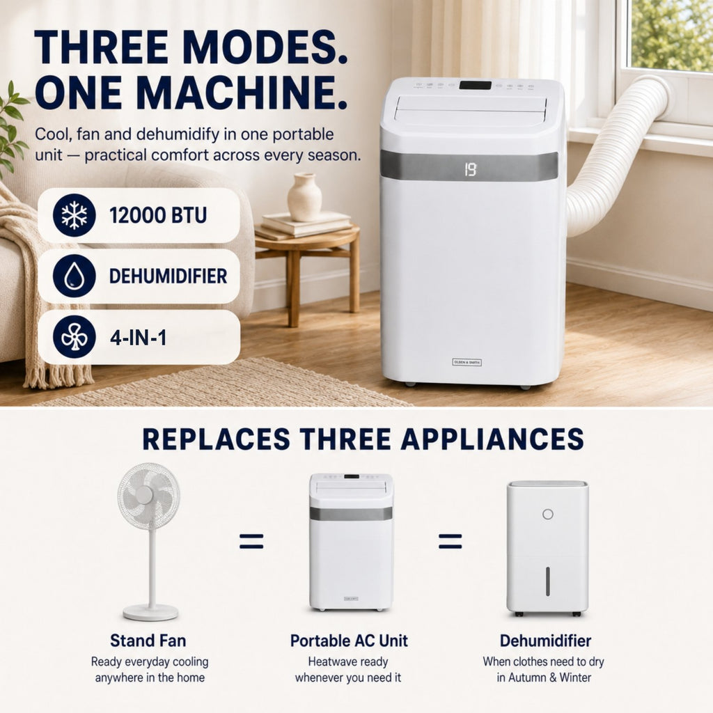 Olsen & Smith 12000 BTU Portable Air Conditioner 4-in-1 – Packed Direct UK