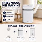 Olsen & Smith 12000 BTU Portable Air Conditioner – 4-in-1 Air Conditioner, Dehumidifier & Fan with Sleep Mode, Quiet 45dB, Remote Control, 24H Timer, Window Kit Included, Energy Class A