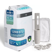 Olsen & Smith 12000 BTU Portable Air Conditioner – 4-in-1 Air Conditioner, Dehumidifier & Fan with Sleep Mode, Quiet 45dB, Remote Control, 24H Timer, Window Kit Included, Energy Class A