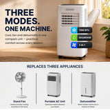 Olsen & Smith 7000 BTU 3-in-1 Portable Air Conditioning Unit, Air Conditioner AC Air Con Cooler with Cooling, Fan & Dehumidifier Functions, 24H Timer with Window Kit & Remote Control, White [Energy Class A]