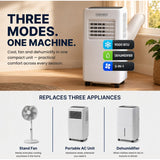 Olsen & Smith 9000 BTU 3-in-1 Portable Air Conditioning Unit, Air Conditioner AC Air Con Cooler with Cooling, Fan & Dehumidifier Functions, 24H Timer with Window Kit & Remote Control, White [Energy Class A]