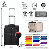 Aerolite (55x40x20cm) Lightweight Cabin Hand Luggage 2 Wheels, Maximum Possible Allowance For Ryanair