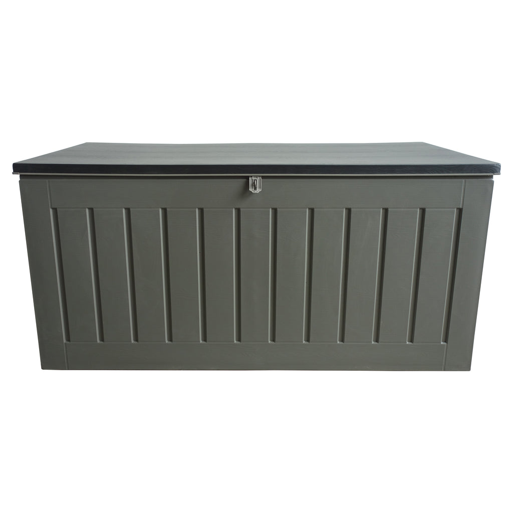 Olsen & Smith 680L/830L MASSIVE Capacity Outdoor Garden Storage Box Plastic Shed - Weatherproof & Sit On with Wood Effect Chest