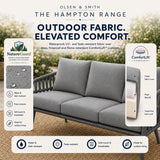 Olsen & Smith Hampton Garden Sofa Set – 5 Seat Outdoor Rattan Furniture Set with 3 Seater Sofa, Armchair & Coffee Table, Waterproof Cushions, Rust-Resistant Aluminium Frame (Slate/Grey)
