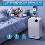 Olsen & Smith 12L/Day Portable Electric Dehumidifier – Home Dehumidifier with Laundry Mode, 2.1L Tank, 2m Drain Hose & Wheels for Bedroom, Bathroom, Kitchen & Basement – White
