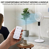 Olsen & Smith Pedestal & Tabletop Air Circulator Fan – Quiet Oscillating Portable Desk & Floor Standing Fan with Remote Control for Bedroom, Office & Living Room - White