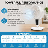 Olsen & Smith Pedestal & Tabletop Air Circulator Fan – Quiet Oscillating Portable Desk & Floor Standing Fan with Remote Control for Bedroom, Office & Living Room - White