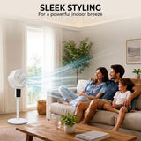 Olsen & Smith Pedestal & Tabletop Air Circulator Fan – Quiet Oscillating Portable Desk & Floor Standing Fan with Remote Control for Bedroom, Office & Living Room - White