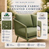 Olsen & Smith Hampton 4 Seater Garden Furniture Set – 5 Piece Outdoor Rattan Sofa Set with 2 Seater Sofa, 2 Armchairs & Coffee Table, Waterproof Cushions, Aluminium Frame (Sage)