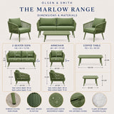 Olsen & Smith Hampton 4 Seater Garden Furniture Set – 5 Piece Outdoor Rattan Sofa Set with 2 Seater Sofa, 2 Armchairs & Coffee Table, Waterproof Cushions, Aluminium Frame (Sage)