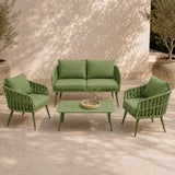Olsen & Smith Marlow 4 Seater Rattan Garden Sofa Set - Sage, Rust-ResistantFrame, Waterproof Cushions