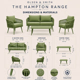 Olsen & Smith Marlow 4 Seater Rattan Garden Sofa Set - Sage, Rust-ResistantFrame, Waterproof Cushions