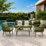 Olsen & Smith Marlow 4 Seater Rattan Garden Sofa Set - Sage, Rust-ResistantFrame, Waterproof Cushions