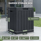 Olsen & Smith 113L Tall Garden Storage Box & Seat – Compact Outdoor Patio & Deck Chest, 100% Recycled Weatherproof Plastic, NatureGuard, Lockable Hinged Lid, 100kg Seat, Tool-Free Assembly, Anthracite