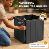 Olsen & Smith 113L Tall Garden Storage Box & Seat – Compact Outdoor Patio & Deck Chest, 100% Recycled Weatherproof Plastic, NatureGuard, Lockable Hinged Lid, 100kg Seat, Tool-Free Assembly, Anthracite