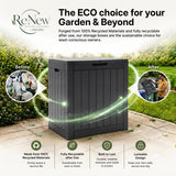 Olsen & Smith 113L Tall Garden Storage Box & Seat – Compact Outdoor Patio & Deck Chest, 100% Recycled Weatherproof Plastic, NatureGuard, Lockable Hinged Lid, 100kg Seat, Tool-Free Assembly, Anthracite