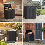 Olsen & Smith 113L Tall Garden Storage Box & Seat – Compact Outdoor Patio & Deck Chest, 100% Recycled Weatherproof Plastic, NatureGuard, Lockable Hinged Lid, 100kg Seat, Tool-Free Assembly, Anthracite