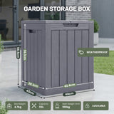 Olsen & Smith 113L Tall Garden Storage Box & Seat – Compact Outdoor Patio & Deck Chest, 100% Recycled Weatherproof Plastic, NatureGuard, Lockable Hinged Lid, 100kg Seat, Tool-Free Assembly, Anthracite (Taupe)