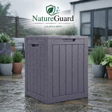 Olsen & Smith 113L Tall Garden Storage Box & Seat – Compact Outdoor Patio & Deck Chest, 100% Recycled Weatherproof Plastic, NatureGuard, Lockable Hinged Lid, 100kg Seat, Tool-Free Assembly, Anthracite (Taupe)