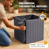 Olsen & Smith 113L Tall Garden Storage Box & Seat – Compact Outdoor Patio & Deck Chest, 100% Recycled Weatherproof Plastic, NatureGuard, Lockable Hinged Lid, 100kg Seat, Tool-Free Assembly, Anthracite (Taupe)