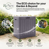 Olsen & Smith 113L Tall Garden Storage Box & Seat – Compact Outdoor Patio & Deck Chest, 100% Recycled Weatherproof Plastic, NatureGuard, Lockable Hinged Lid, 100kg Seat, Tool-Free Assembly, Anthracite (Taupe)