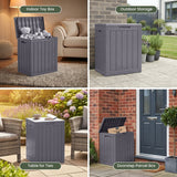 Olsen & Smith 113L Tall Garden Storage Box & Seat – Compact Outdoor Patio & Deck Chest, 100% Recycled Weatherproof Plastic, NatureGuard, Lockable Hinged Lid, 100kg Seat, Tool-Free Assembly, Anthracite (Taupe)
