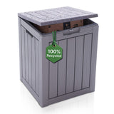 Olsen & Smith 113L Tall Garden Storage Box & Seat – Compact Outdoor Patio & Deck Chest, 100% Recycled Weatherproof Plastic, NatureGuard, Lockable Hinged Lid, 100kg Seat, Tool-Free Assembly, Anthracite (Taupe)