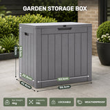 Olsen & Smith 118L Recycled Garden Storage Box & Parcel Box – Lockable Weatherproof Outdoor Storage Chest with Sit-On Lid, 75kg Seat Capacity, Anthracite Wood Effect, Balcony & Patio